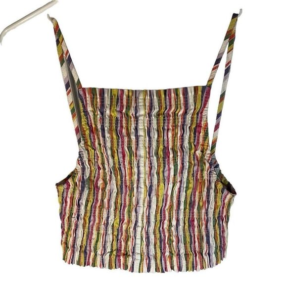 Zara Multicolor Striped Ruched Cropped Tank, M - Picture 7 of 13